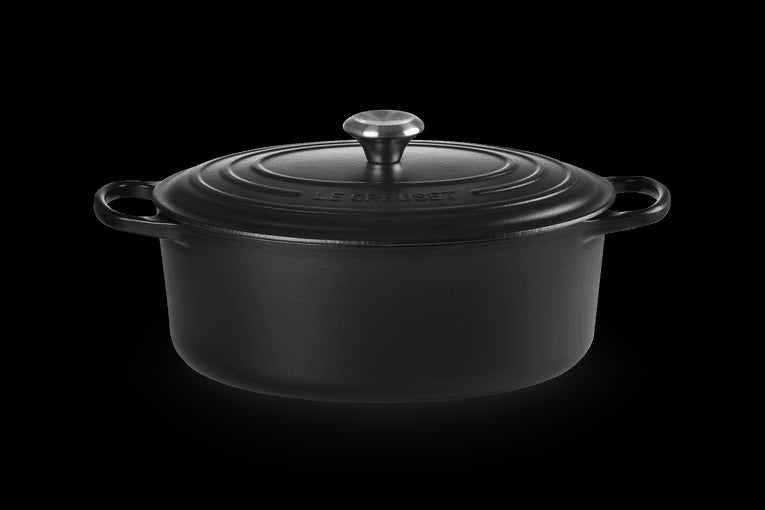 Cocotte Ovale En Fonte Émaillée Avec Intérieur Noir 31cm Noir
