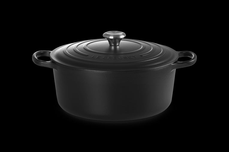 Cocotte Ronde Basse En Fonte Emaillée Avec Intérieur Noir 32cm Noir