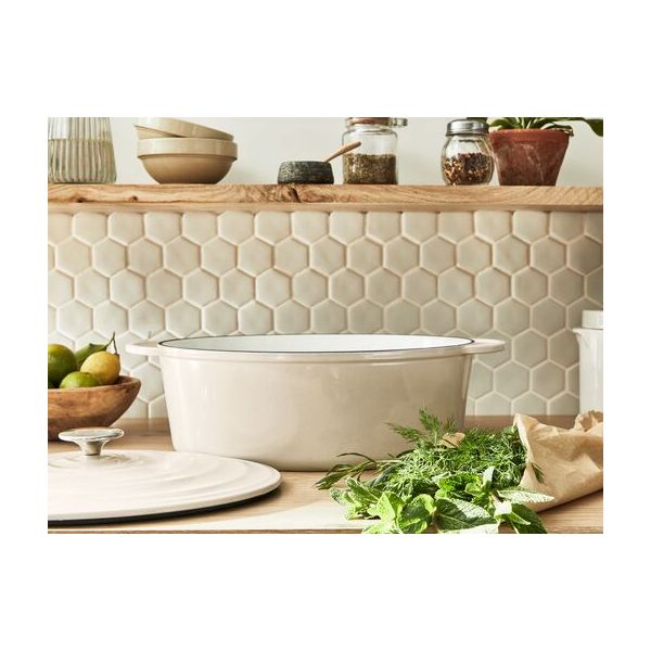 Faitout 34x26cm Fonte Lov Beige