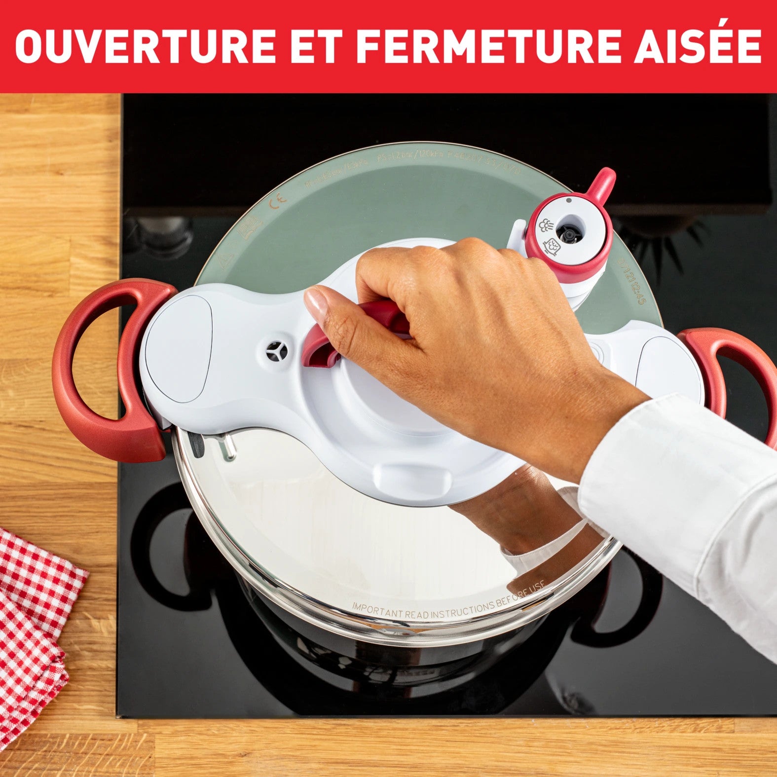 Cocotte Clipso Minute Easy 6L – Rouge & Blanc