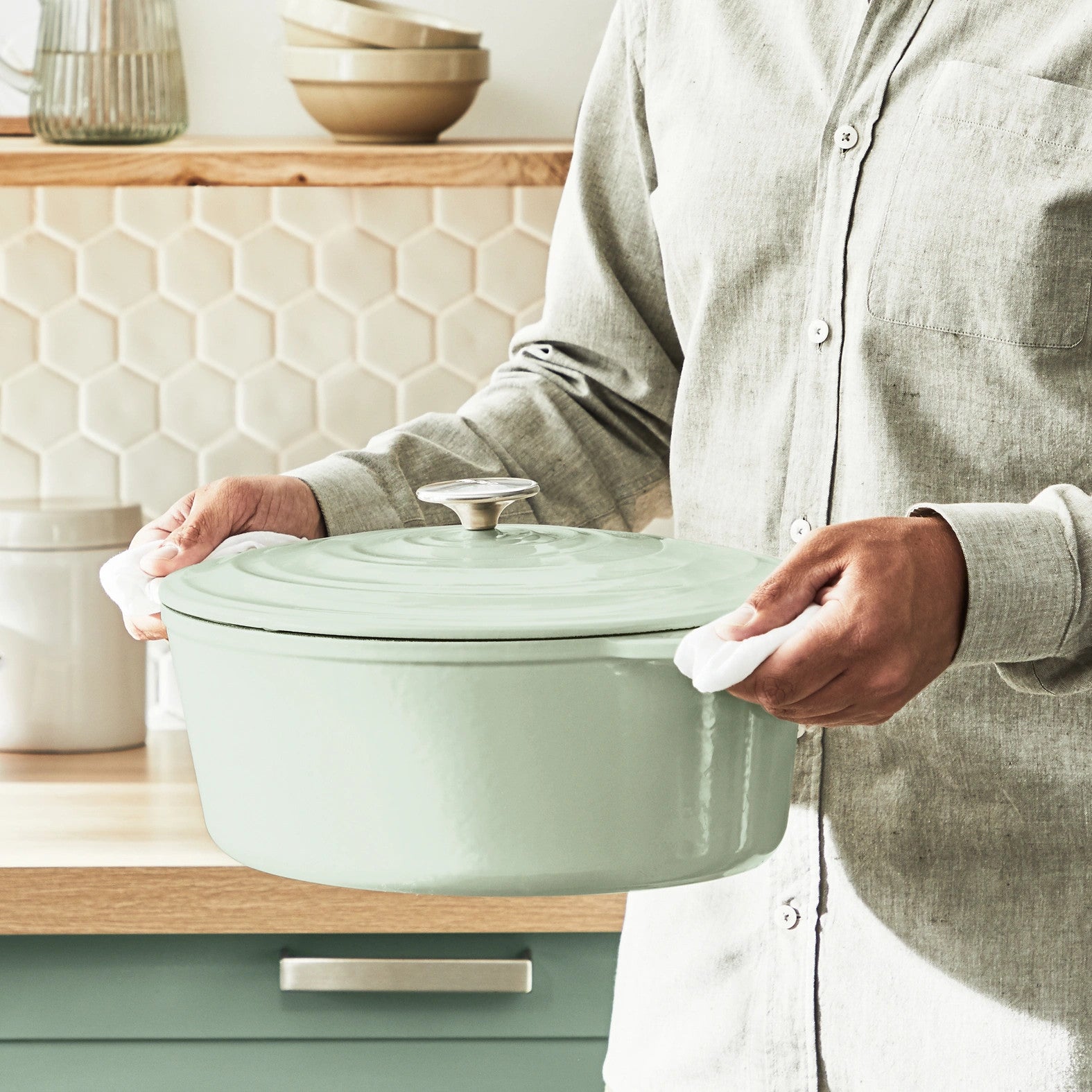 Faitout Ovale 34X26cm Fonte Lov - Vert