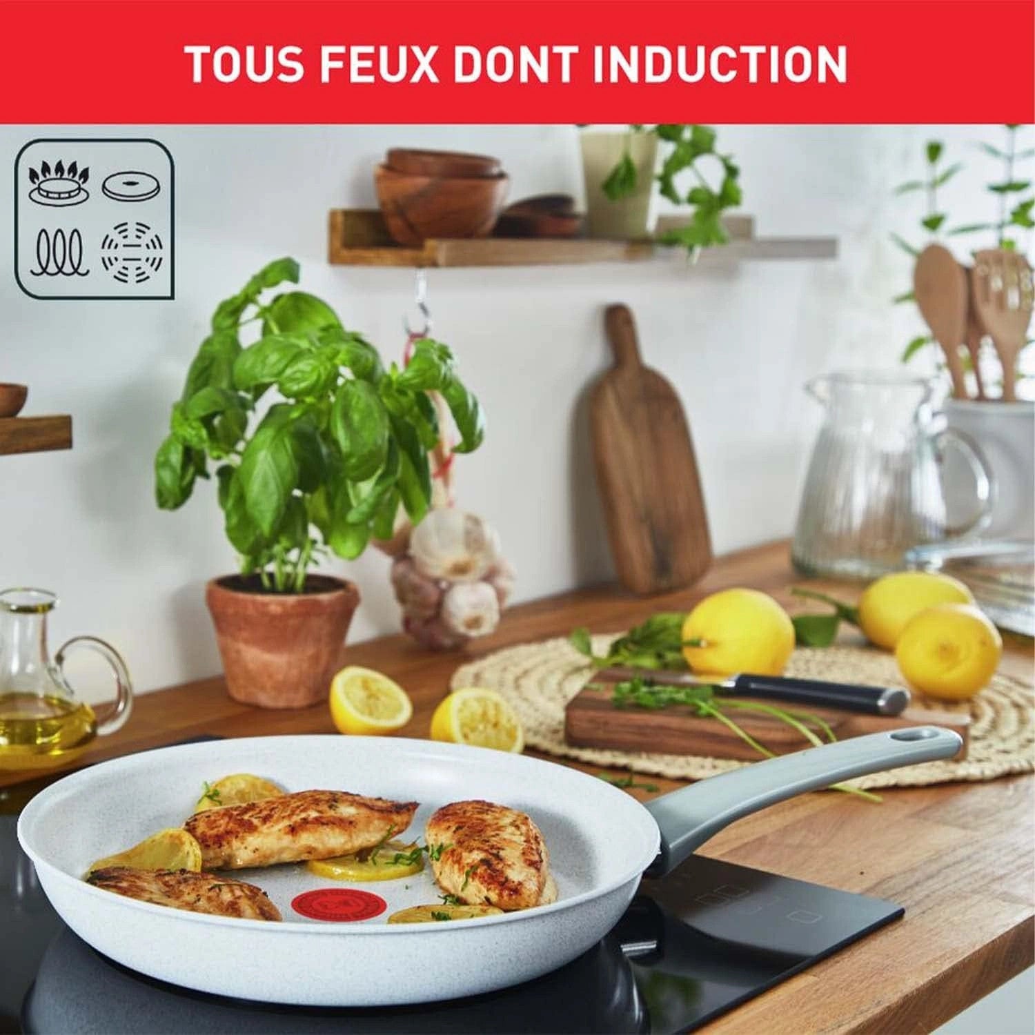 Poêle 24cm Natural Chef Ceramique Blanc