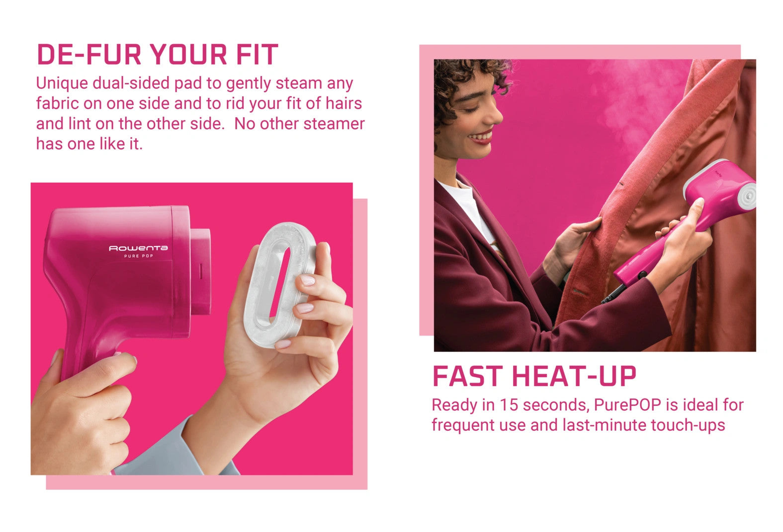 Défroisseur Vapeur à Main Rowenta Pure Pop Slim Rose - 1300W