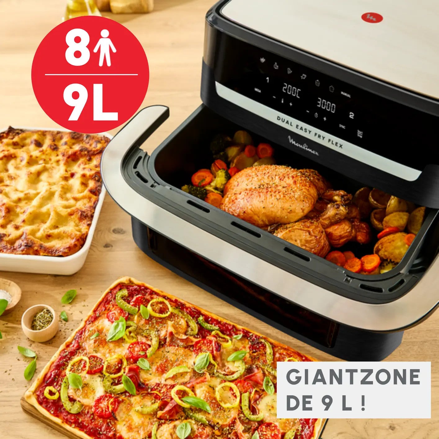 Dual Easy Air Fryer Flex - 7 programmes - 9L