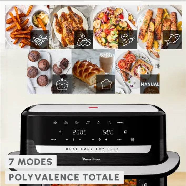 Dual Easy Air Fryer Flex - 7 programmes - 9L