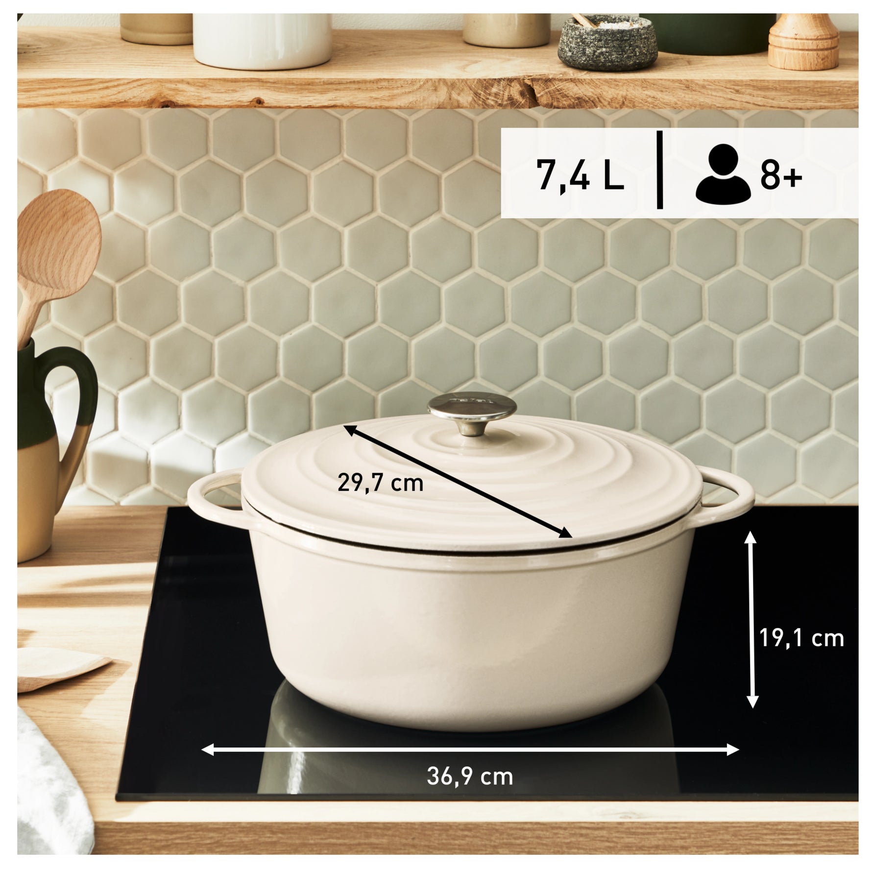 Faitout  Fonte Lov Beige 29cm