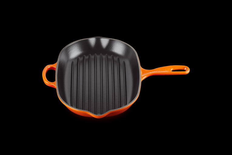 Skillet Gril Ovale En Fonte Emaillée 32cm Volcanique