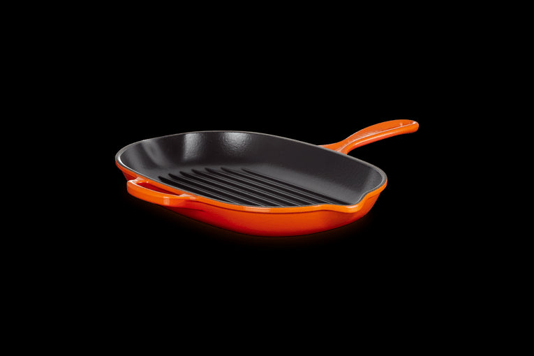 Skillet Gril Ovale En Fonte Emaillée 32cm Volcanique