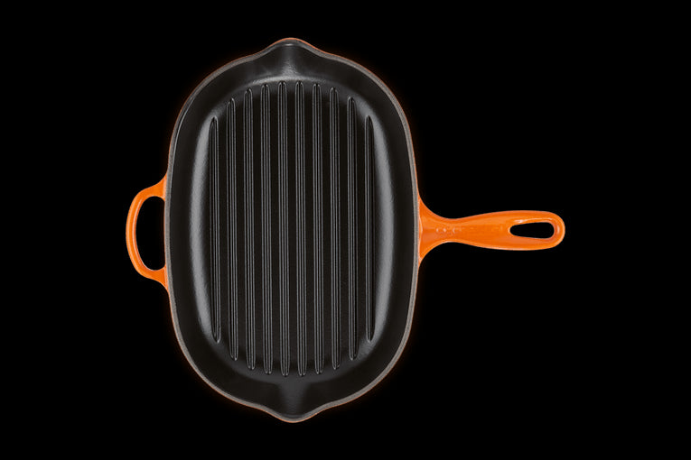 Skillet Gril Ovale En Fonte Emaillée 32cm Volcanique