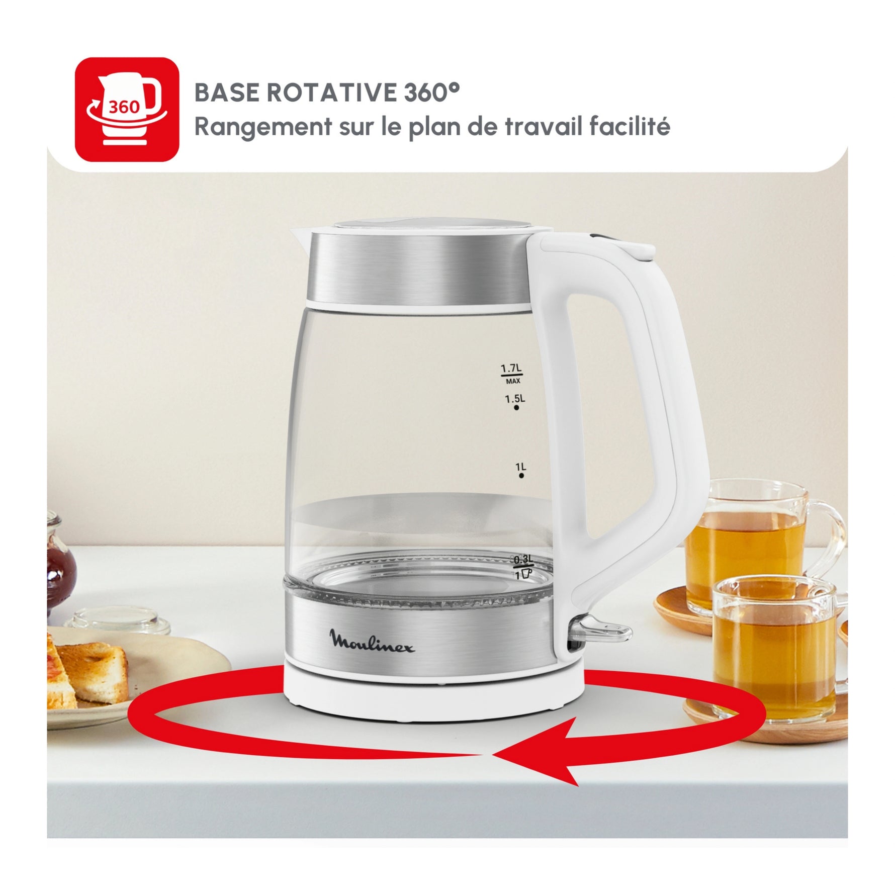 Bouilloire Électrique en Verre Transparent - (1.7L)